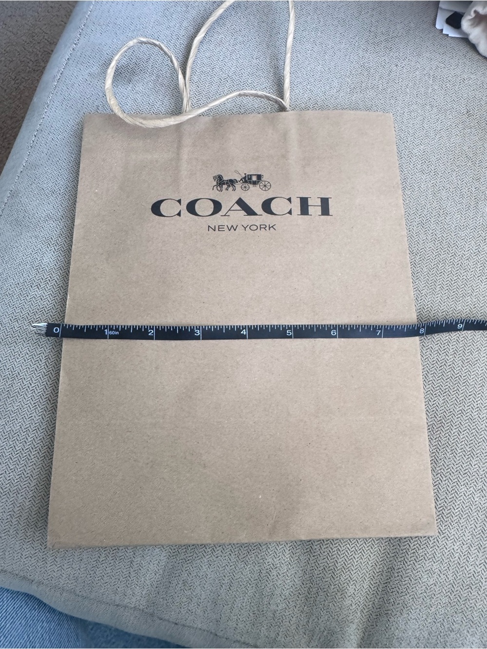 Coach New York Brown Kraft Logo Gift Bag with Twisted Handles